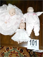 (3) Porcelain Dolls (Pink & White)