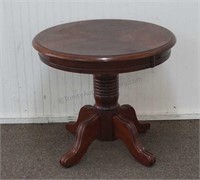 Red Mahogany Drum Style Sofa End Lamp Table