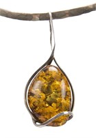 LADIES STERLING SILVER AMBER CHOKER NECKLACE