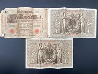 1910 German 1000 Mark Reichbanknotes