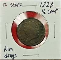1828 Classic Head Half Cent Rim Dings