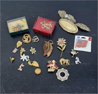 Assorted Brooches, Pins, and Hair Clips