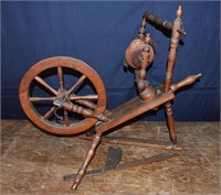 Early Continental diminutive spinning wheel; as is