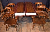 Ethan Allen solid pine round kitchen table with 2