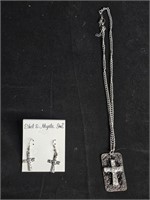 Ethel & Myrtle Criss earrings & cross necklace