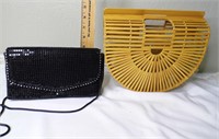 Bamboo Yellow Wood Purse & Black Evening Purse