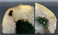 2 Brazilian Agate Quartz Crystal Bookends