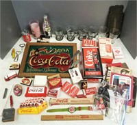 Group Coca Cola items, some vintage incl. soda