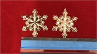 Gorham silverplate 2 snowflake ornaments