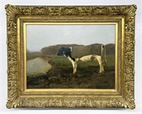 Petrus Franken (1866-1911) Cow w/ Blanket O/C