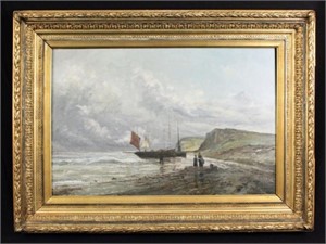 1893 Unknown Artist O/C Seashore w/ Boat