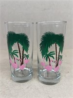 Flamingo handpainted glasses