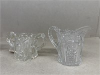 Cut glass clear cream and sugar