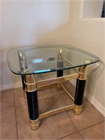 Glass Top Side Table, Metal Base