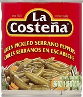 3 PACK La Costena Pepper Serrano, 26 oz