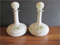 (2) Antique Milk Glass Bottles