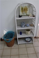wicker shelf & items on it