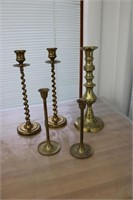 5 brass candleholders