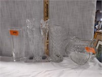 Mixed Cut Crystal Decor-Vases, Bowl, Candlesticks
