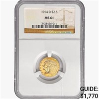1914-D $2.50 Gold Quarter Eagle NGC MS61