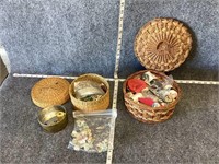 Sewing Supplies in Baskets