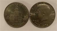 Two Kennedy half-collars dated 1776-1976