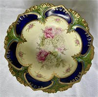 Antique RS Prussia Point & Clover Mold Gilded Bowl