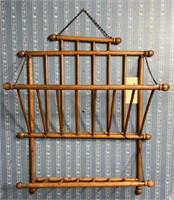 Antique Wooden Hanging Magazine Rack