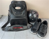 Columbia 300 Bowling Ball and Bag w/ Sz 8 Shoes