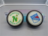 NY Rangers and Minn. North Star NHL Hockey Pucks