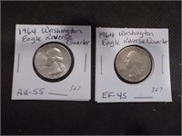 2 - 1964 Washington Eagle Reverse Quarters