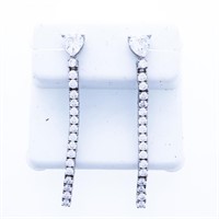 925 Sterling Silver Drop Chain Style Tennis Earrin