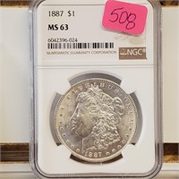 1887 90% Silver Morgan $1 Dollar