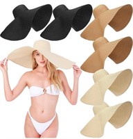 Handepo 6 Pcs Oversized Beach Straw Hat for