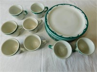 Restaurant china plates and cups.