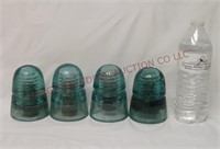 Vintage Aqua Blue Glass Insulators ~ Lot of 4