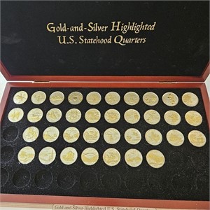 36 Gold and Silver Highlighted State Quarters