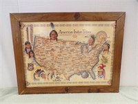 FRAMED MAP "AMERICAN INDIAN TRIBES"