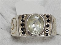 RING MARKED 925 SILVER CLEAR STONE