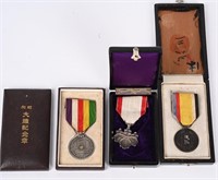 WWII IMPERIAL JAPANESE MEDAL LOT OF 3 CASED MEDALS