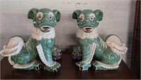 Antique Chinese Foo Dogs 1 repaired foot 17 x 17