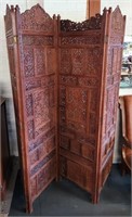 1900's Asian Hand Carved 4 Section Screen 80