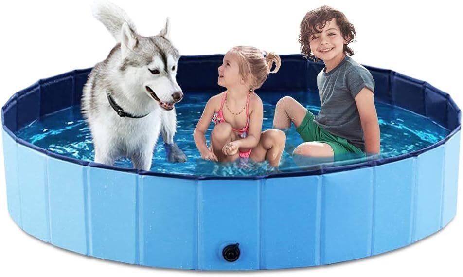 Jasonwell Foldable Dog Pet Bath Pool 63 Blue