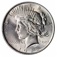 1922 BU Grade Peace Silver Dollar