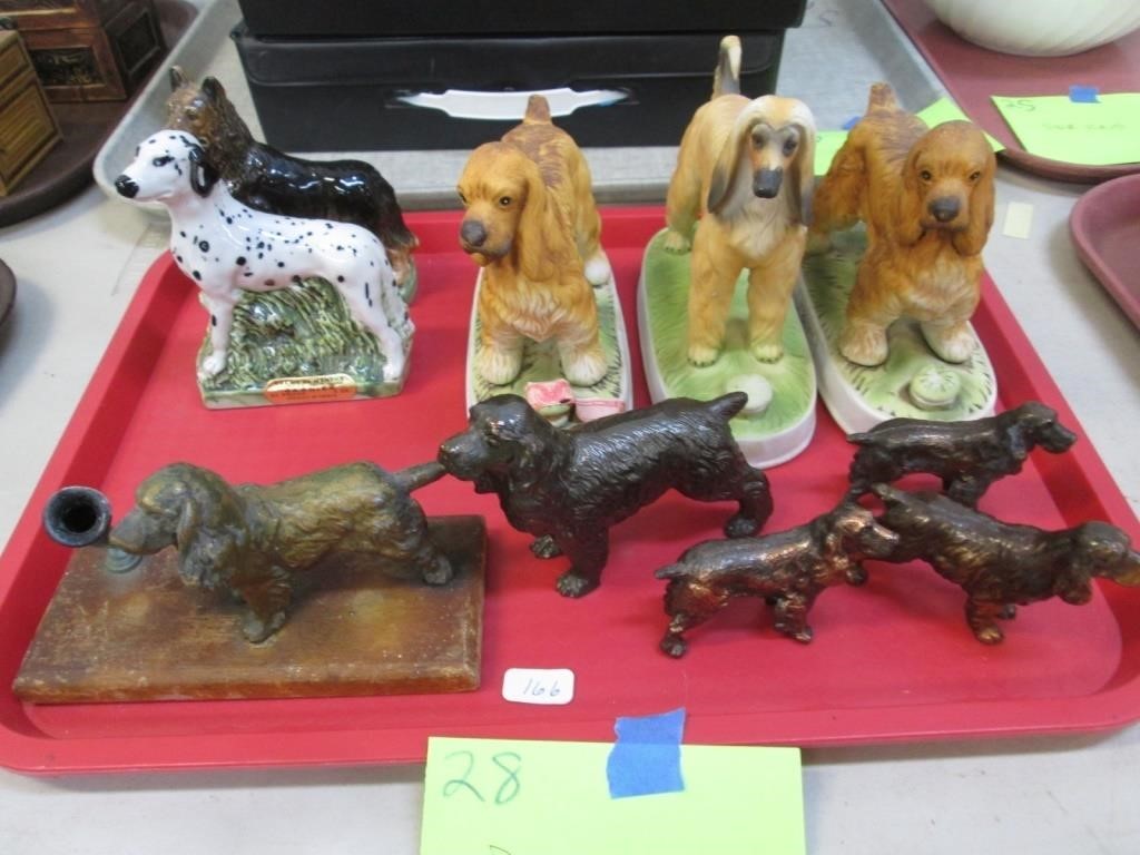 5 Dog Decanters, 4 Bronze Dogs, Bronze Dog Pen Ho.