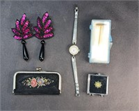 10 KT GOLD STICK PIN, EARRINGS, WATCH & MORE