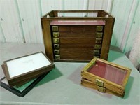 Wood display cases with glass tops