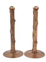 Vtg Coppercraft Candle Holders - 7"H