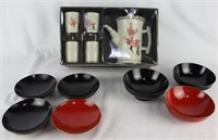 Japanese Sake Tea Set Decanter & Bowls