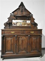 Antique Walnut Sideboard With Mirror